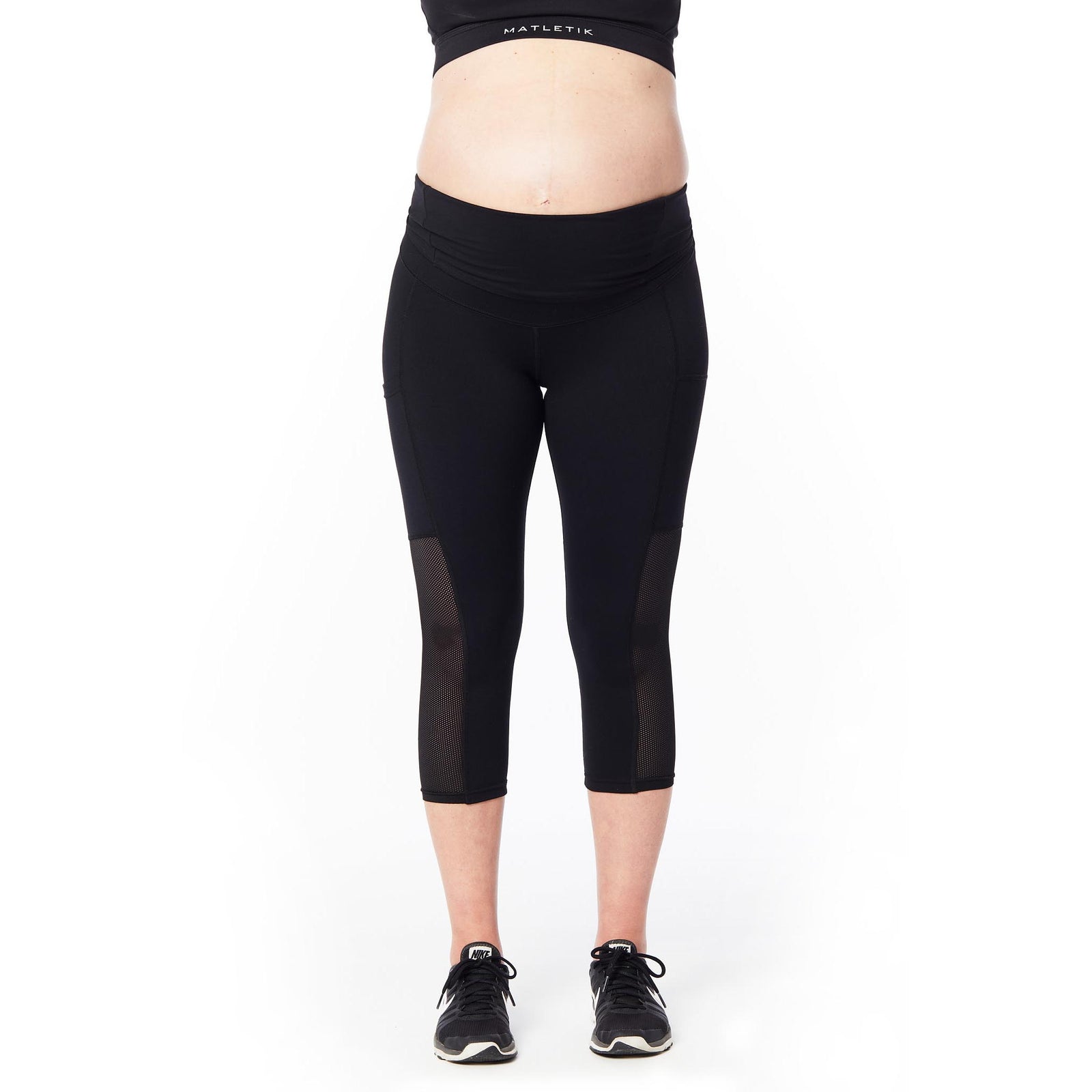 Maternity Activewear Capri Leggings with fold over panel side pocket –  MATLETIK