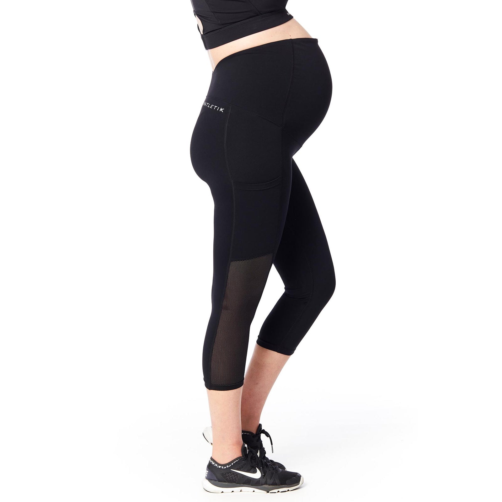 Maternity Activewear Capri Leggings with fold over panel side pocket –  MATLETIK